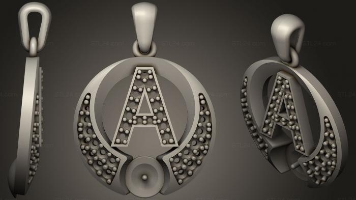 Jewelry (Pearl Pendant with Letter A, JVLR_0872) 3D models for cnc
