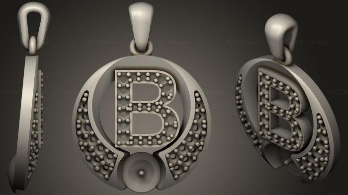 Jewelry (Pearl Pendant with Letter B, JVLR_0873) 3D models for cnc