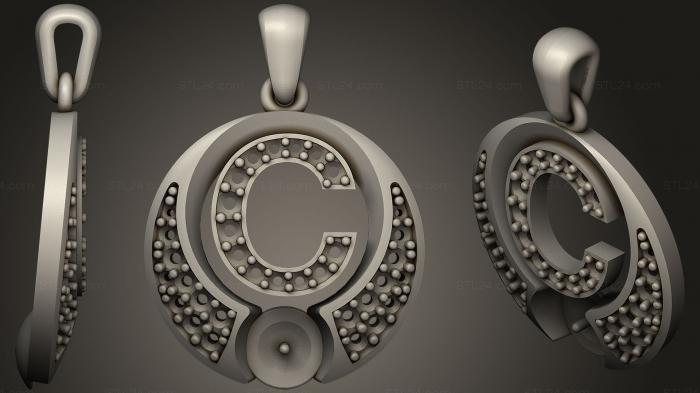 Jewelry (Pearl Pendant with Letter C, JVLR_0874) 3D models for cnc