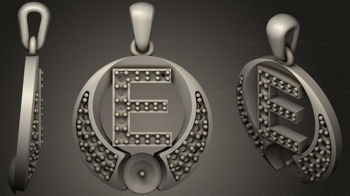 Jewelry (Pearl Pendant with Letter E, JVLR_0876) 3D models for cnc