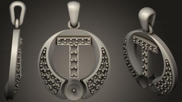 Jewelry (Pearl Pendant with Letter T, JVLR_0891) 3D models for cnc