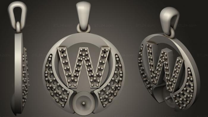 Jewelry (Pearl Pendant with Letter W, JVLR_0894) 3D models for cnc