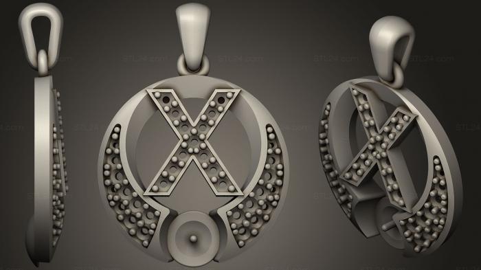Jewelry (Pearl Pendant with Letter X, JVLR_0895) 3D models for cnc