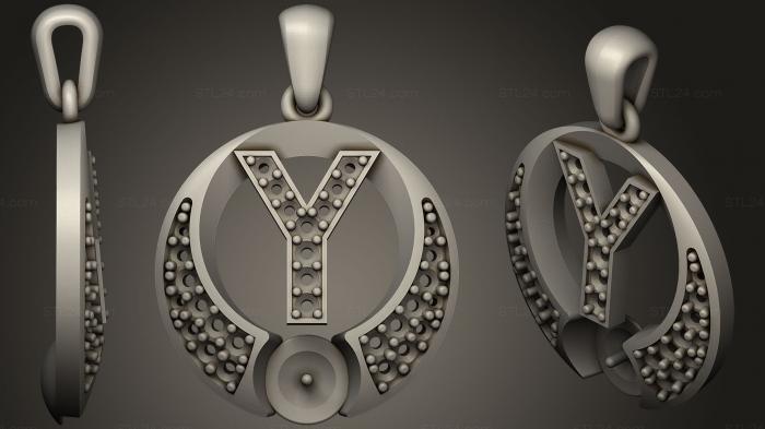 Ювелирные украшения (Жемчужный кулон с буквой Y, JVLR_0896) 3D модель для ЧПУ станка