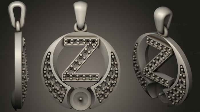 Jewelry (Pearl Pendant with Letter Z, JVLR_0897) 3D models for cnc