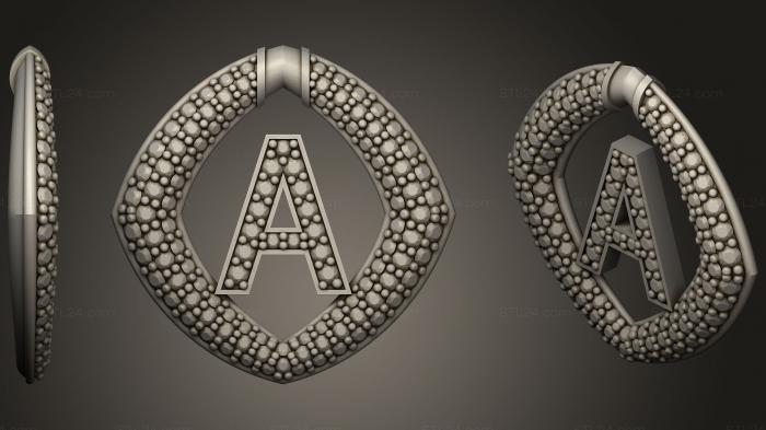 Jewelry (Pendant With Letter A4, JVLR_0919) 3D models for cnc