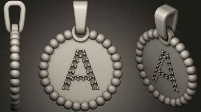 Jewelry (Pendant With Letter A22, JVLR_0921) 3D models for cnc