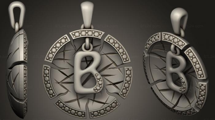 Jewelry (Pendant With Letter B 2, JVLR_0924) 3D models for cnc