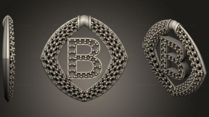 Jewelry (Pendant With Letter B7, JVLR_0928) 3D models for cnc