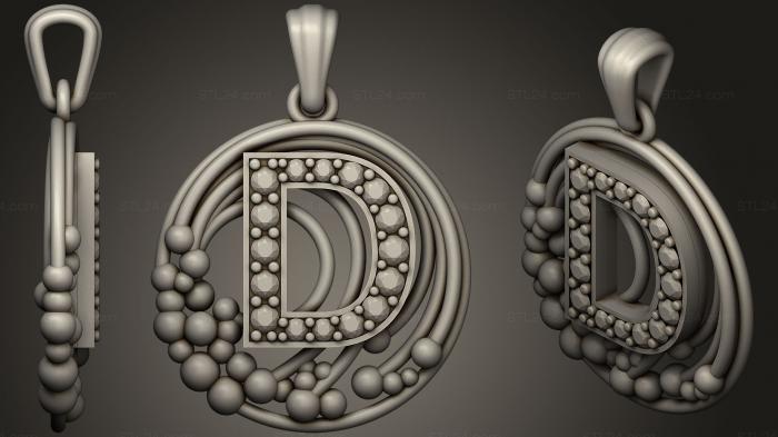Jewelry (Pendant With Letter D, JVLR_0939) 3D models for cnc