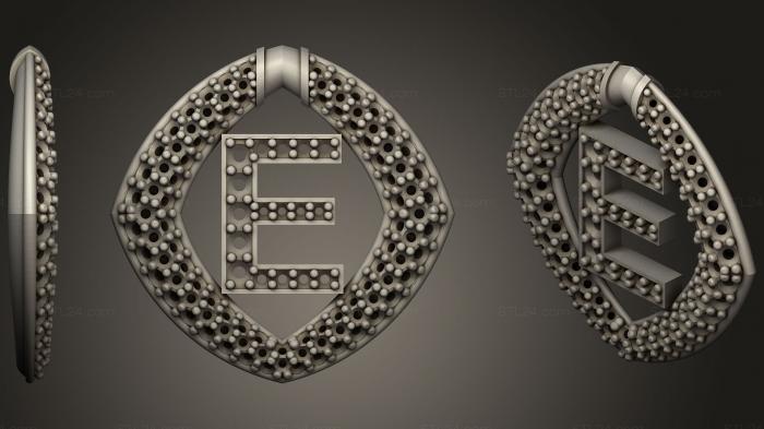 Jewelry (Pendant With Letter E14, JVLR_0949) 3D models for cnc