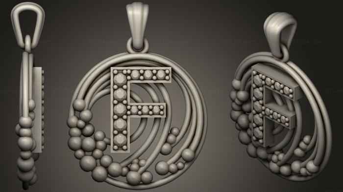 Jewelry (Pendant With Letter F, JVLR_0952) 3D models for cnc