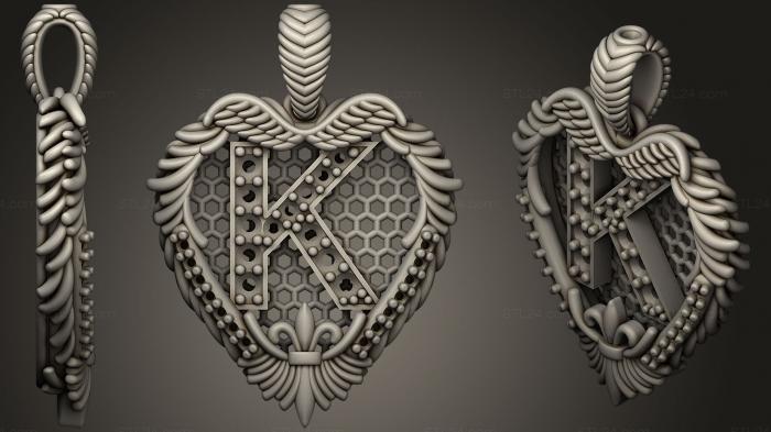 Jewelry (Pendant With Letter K 2, JVLR_0978) 3D models for cnc