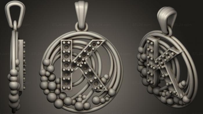 Jewelry (Pendant With Letter K10, JVLR_0979) 3D models for cnc