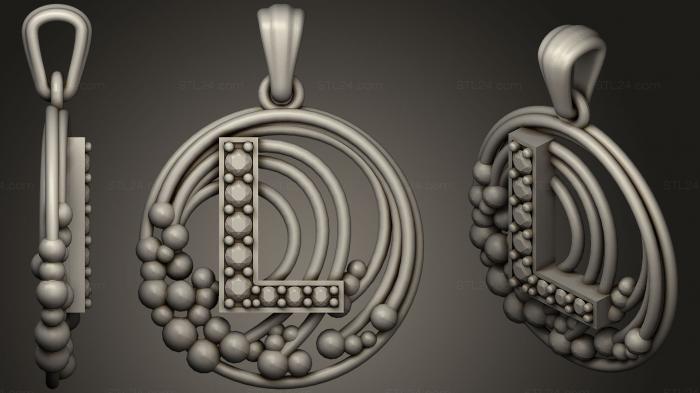Jewelry (Pendant With Letter L, JVLR_0982) 3D models for cnc