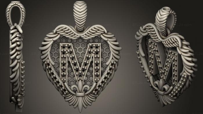 Jewelry (Pendant With Letter M 3, JVLR_0991) 3D models for cnc