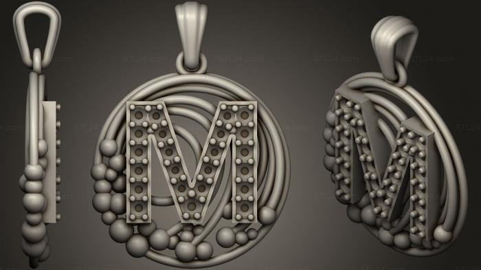 Jewelry (Pendant With Letter M12, JVLR_0992) 3D models for cnc