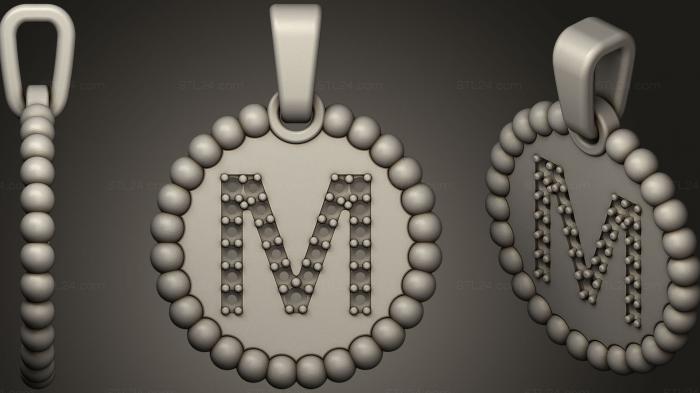 Jewelry (Pendant With Letter M80, JVLR_0994) 3D models for cnc