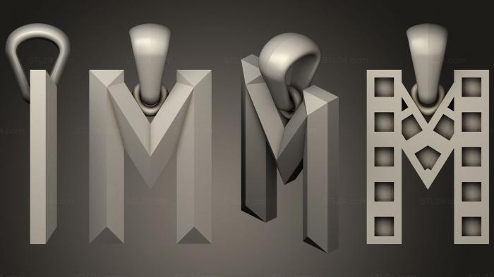 Jewelry (Pendant With Letter M 225, JVLR_0995) 3D models for cnc