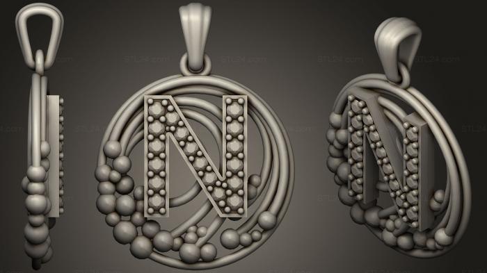 Jewelry (Pendant With Letter N, JVLR_0996) 3D models for cnc