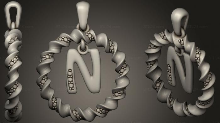 Jewelry (Pendant With Letter N 2, JVLR_0997) 3D models for cnc