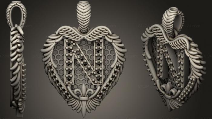 Jewelry (Pendant With Letter N 3, JVLR_0998) 3D models for cnc