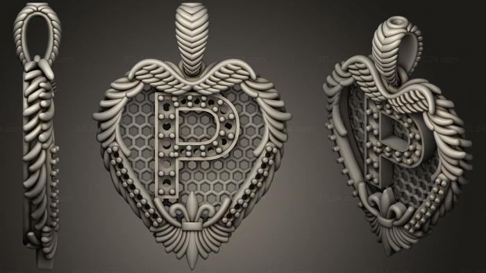 Jewelry (Pendant With Letter P 3, JVLR_1012) 3D models for cnc