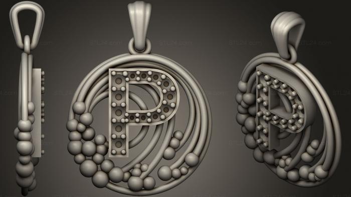 Jewelry (Pendant With Letter P15, JVLR_1013) 3D models for cnc