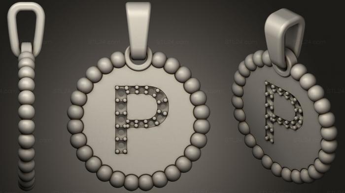 Jewelry (Pendant With Letter P83, JVLR_1015) 3D models for cnc