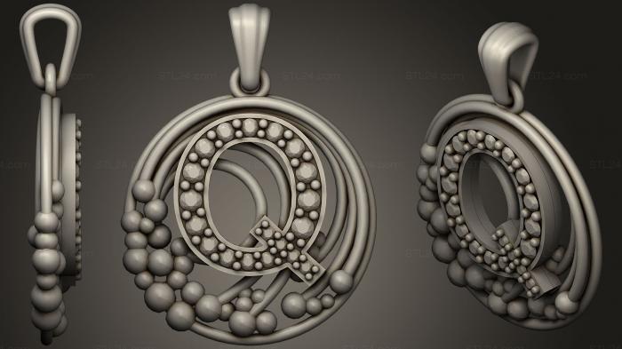 Jewelry (Pendant With Letter Q, JVLR_1016) 3D models for cnc