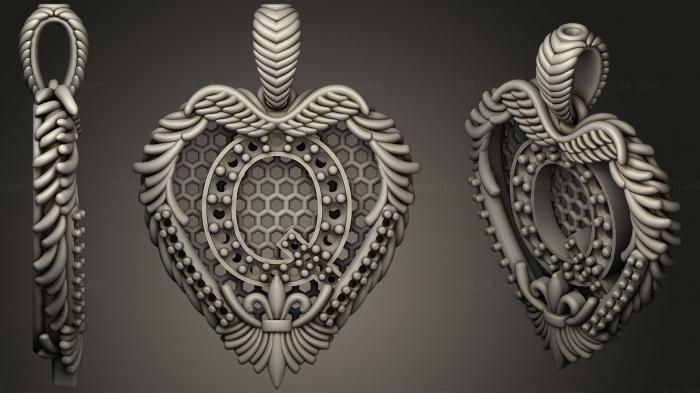 Jewelry (Pendant With Letter Q 3, JVLR_1018) 3D models for cnc
