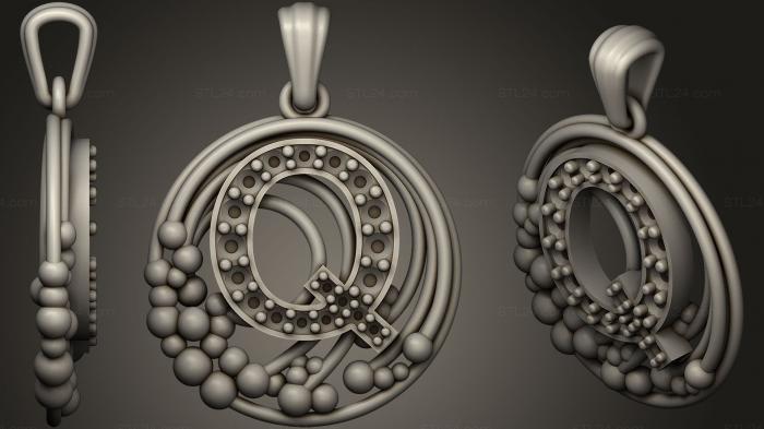 Jewelry (Pendant With Letter Q16, JVLR_1019) 3D models for cnc
