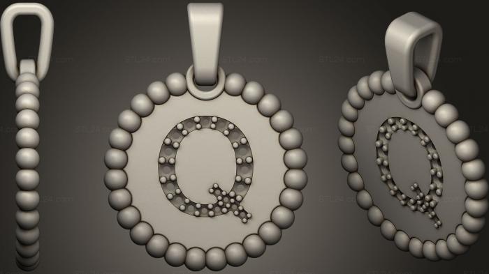 Jewelry (Pendant With Letter Q84, JVLR_1021) 3D models for cnc