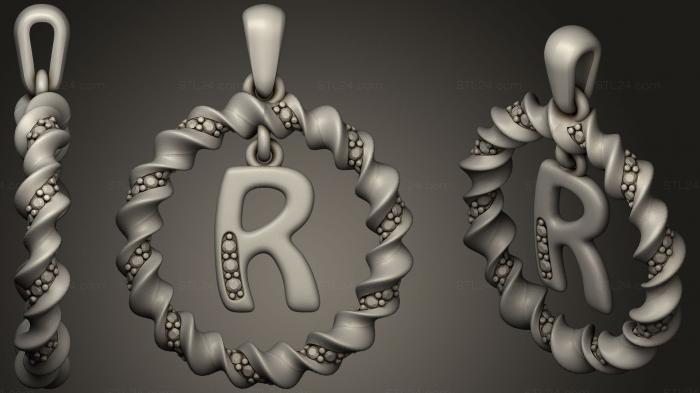 Jewelry (Pendant With Letter R, JVLR_1023) 3D models for cnc