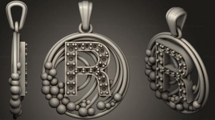 Jewelry (Pendant With Letter R17, JVLR_1026) 3D models for cnc