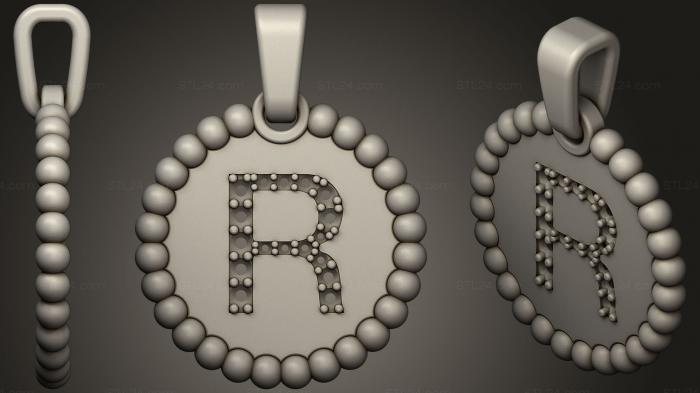 Jewelry (Pendant With Letter R85, JVLR_1028) 3D models for cnc