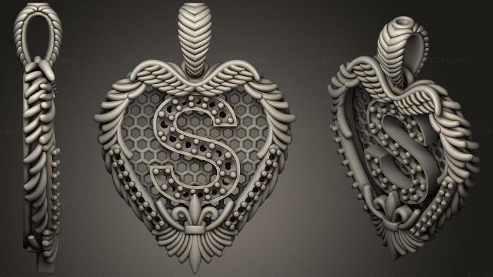 Jewelry (Pendant With Letter S 3, JVLR_1031) 3D models for cnc