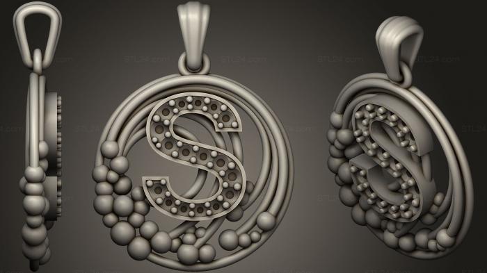 Jewelry (Pendant With Letter S18, JVLR_1032) 3D models for cnc