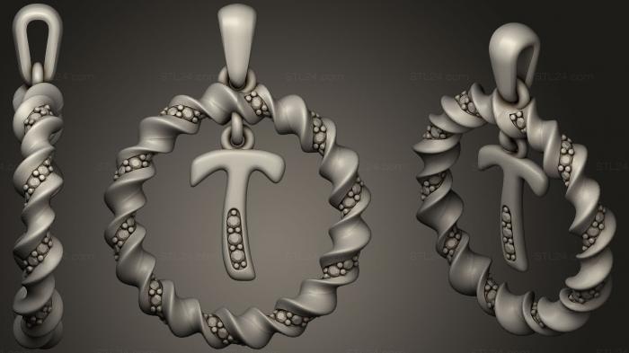 Jewelry (Pendant With Letter T, JVLR_1035) 3D models for cnc