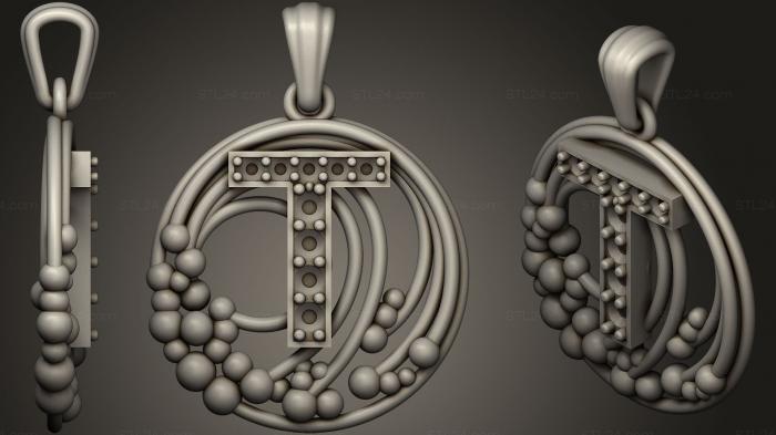 Jewelry (Pendant With Letter T19, JVLR_1038) 3D models for cnc