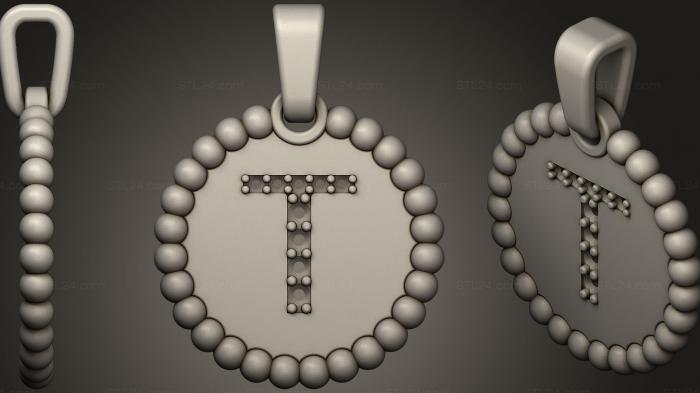 Jewelry (Pendant With Letter T87, JVLR_1040) 3D models for cnc