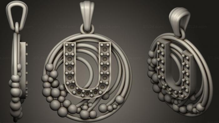Jewelry (Pendant With Letter U20, JVLR_1044) 3D models for cnc