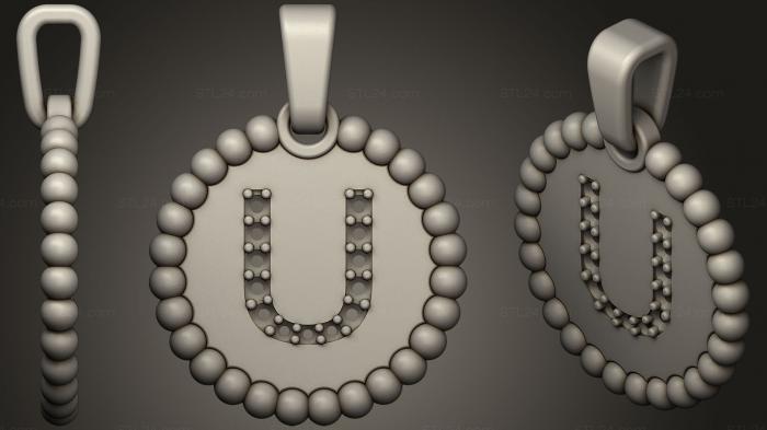 Jewelry (Pendant With Letter U88, JVLR_1046) 3D models for cnc