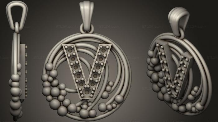Jewelry (Pendant With Letter V21, JVLR_1049) 3D models for cnc