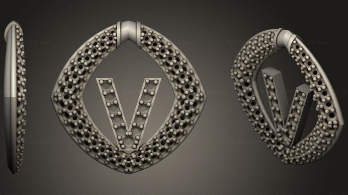 Jewelry (Pendant With Letter V37, JVLR_1050) 3D models for cnc
