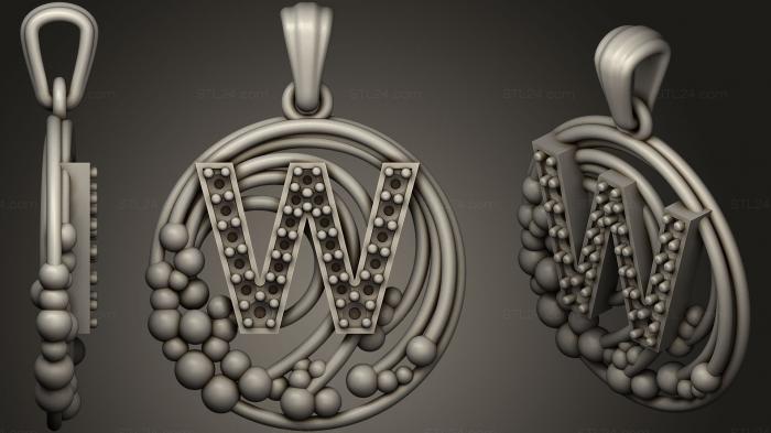 Jewelry (Pendant With Letter W22, JVLR_1056) 3D models for cnc