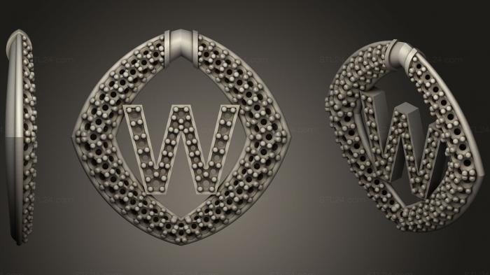 Jewelry (Pendant With Letter W38, JVLR_1057) 3D models for cnc
