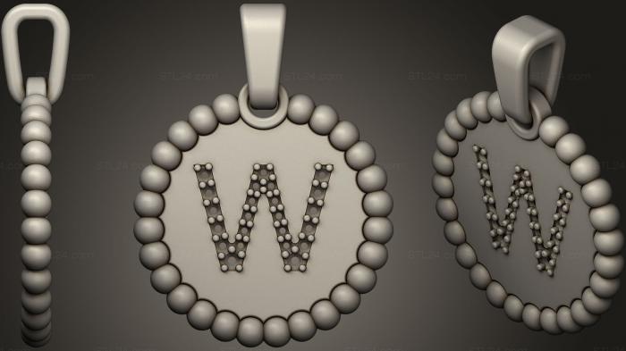Jewelry (Pendant With Letter W90, JVLR_1058) 3D models for cnc