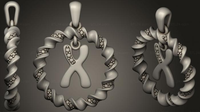 Jewelry (Pendant With Letter X, JVLR_1059) 3D models for cnc