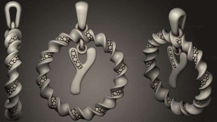 Jewelry (Pendant With Letter Y, JVLR_1065) 3D models for cnc